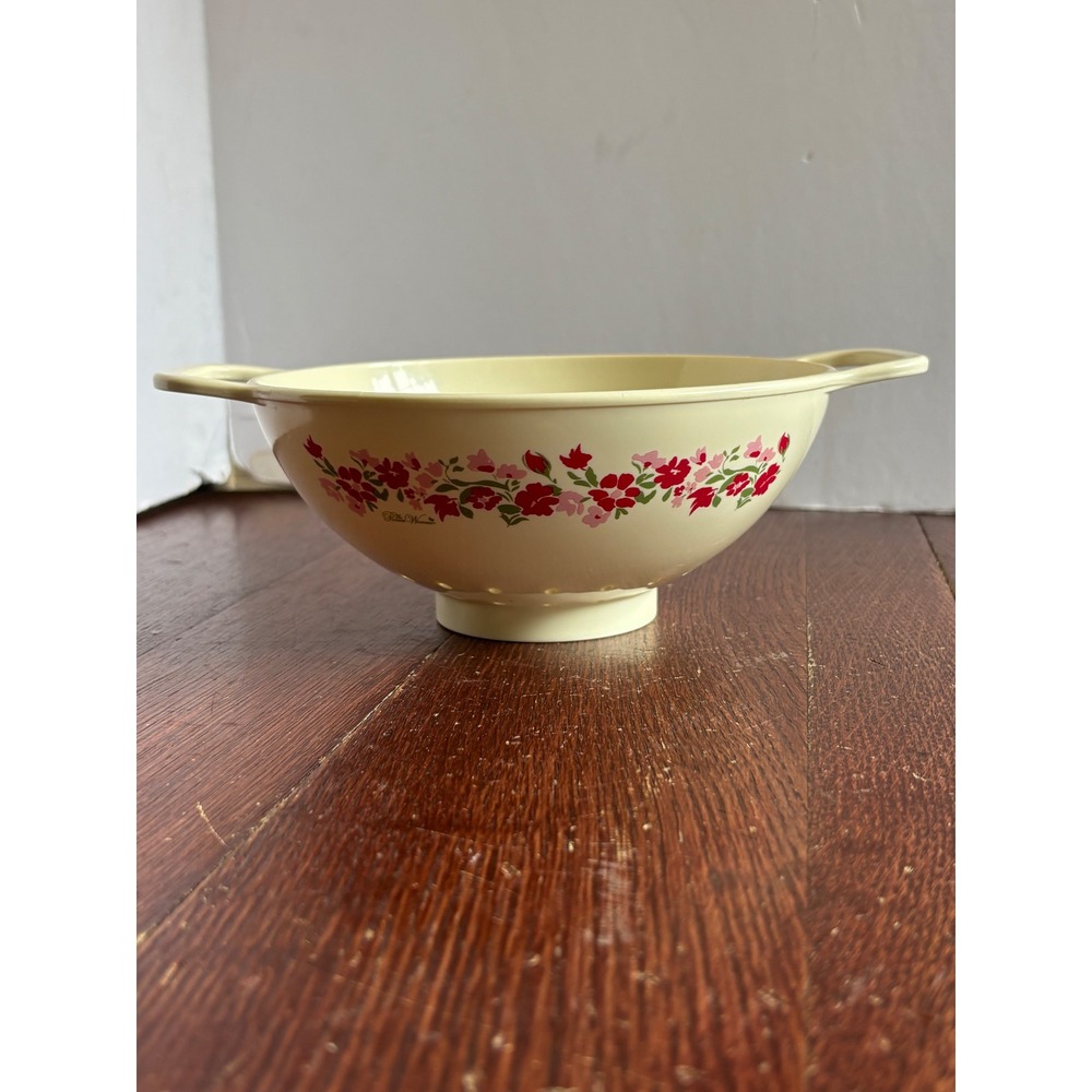 Pioneer Woman Melamine Colander Floral Red Pink Cream Berry Strainer 7.5 Inch